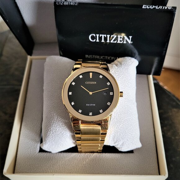 Citizen Men's AU1062-56G Gold Diamond Eco-Drive Watch - Picture 9 of 9